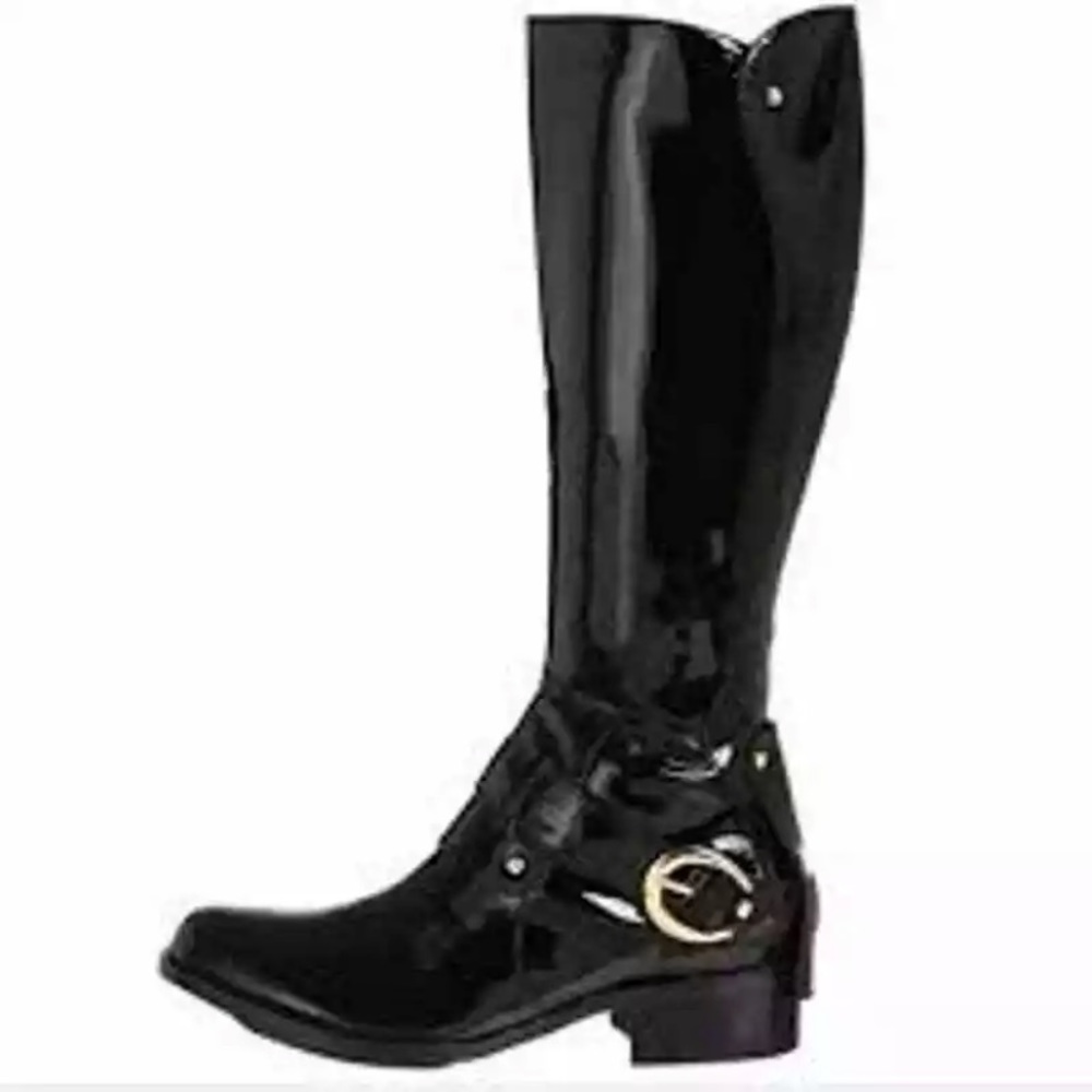 Sam Edelman Kailee Riding Patent Leather Black Boot Size 8.5